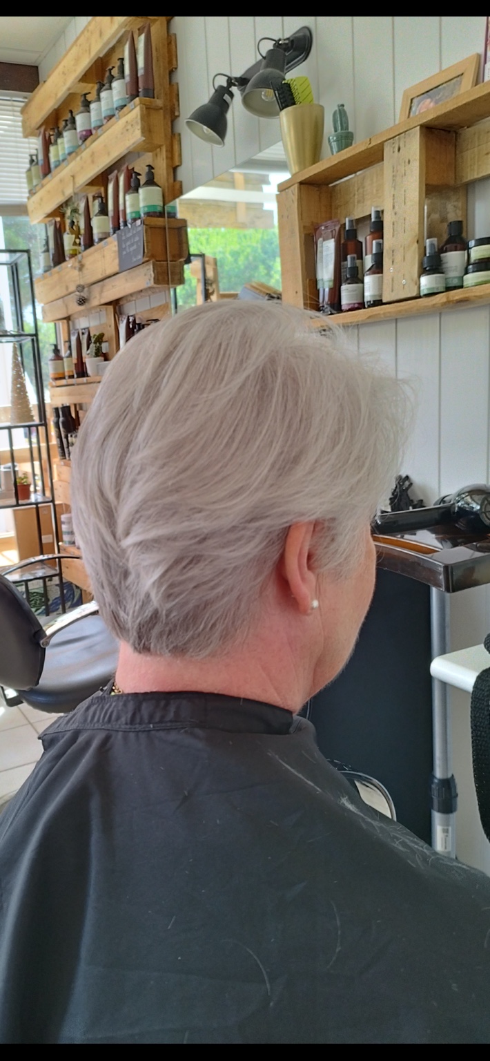 Coupe courte gris perle